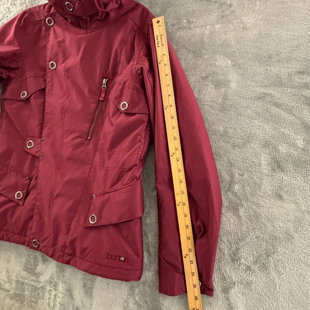 Burton Recruit Dryride Snowboard Jacket Womens M Maroon Red‎ Zip Hooded Pockets